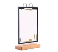 Recipe Stand Recipe Bookshelf Rustic Retro Wooden Display Page Turning Stand Portable Cooking Helper(Acrylic-Silver,14x21cm)