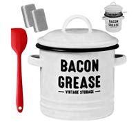Récipient À Graisse 1200 Ml - Enamel Durable Avec Passoire Et Spatule | Stockage D'Huile Et Graisse De Bacon Pour Cuisson, Friture, Rôtissage, Camping, Vacances, Thanksgiving, Restaurant, Cuisine