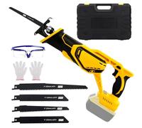 Reciprocating Saw Compatible with DeWalt 20V Max Battery with 4 Reciprocating Saw Blades, Safety Glasses and Gloves for Wood and Metal Cutting, Tool-Free Blade Change (Excluding batteries and charger)