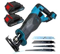 Reciprocating Saw Cordless, 3500SPM Brushless Reciprocating Saw with 2X 3000mAh Battery, 32mm Stroke, 4 Saws Tool-Free Blade Change for Wood & Metal Cutting