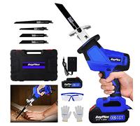Reciprocating Saw Cordless Electric Saw Tool Power Hand Saw for Tree Wood Hedge Metal Plastic Cutting, Variable Speed, Safety Lock, with 4pcs Saw Blades, 2X Batteries and Charger