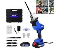 Reciprocating Saw Cordless Reciprocating Machine with 2pc Batteries Variable Speed, Tool-Free Blade Change, 22MM Stroke Length, 4 Saw Blades Included for Wood & PVC & Metal Cutting