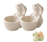 Recitem 1/2/3 Pieces Porcelain Egg Cups for Soft or Hard Boiled Egg Holder, Egg Cup Kids Set for Easter and Spring Decoration, Dinner, Dining Room, Table Decoration (2 White)