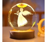 Recitem 3D Crystal Ball Night Light with LED Lamp Base Night Light for Home Decoration, Romantic Gift for Girlfriend, Wife, Mother, Birthday, Thanksgiving, Anniversary (Little Angel)