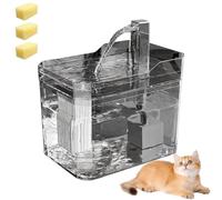Recitem Cat Fountain - Filter Cat Fountain Quiet with Activated Carbon Filter, Fountain Cat Water Tank Black Translucent for Multiple Pets (Grey Cover, 1.5 L)