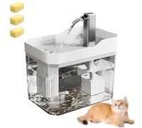 Recitem Cat Fountain - Filter Cat Fountain Quiet with Activated Carbon Filter, Fountain Cat Water Tank Black Translucent for Multiple Pets (White Cover, 1.5 L)