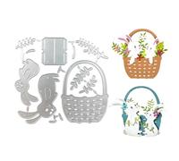 Recitem Cutting Dies Easter Cutting Dies Flower Basket Rabbits Embossing Stencils Easter Cutting Dies Rabbits Card Making DIY Gift Boxes Craft Gift (Pack of 1),1 Items