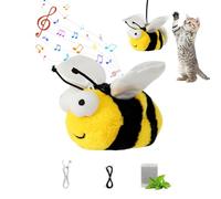 Recitem Electric Cat Toy, Interactive Cat Toy with Wings & Birdsong, Real Wings and Chirping Like a Bird, Plush Toy with Catnip, USB Rechargeable (Bee)