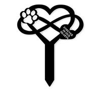 Recitem Heart-shaped animal gravestone - gravestone dog and cat - memorial plaque dog - animal gravestone metal for garden, cemetery, outdoor decoration - weatherproof and durable (1 piece)
