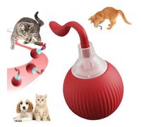 Recitem Interactive Cat Toy & Dog Ball - Automatic Smart Teasing Ball for Cats and Dogs, USB Rechargeable, Self-Rolling Toy for Indoor Activity (Red)