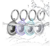 RECKNEY 4 Pack Waterproof Airtag Holder - Compatible with Apple Airtag Case Keychain- Cover for Apple Airtag - IP68 Airtag Keyring Protection