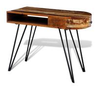 Reclaimed Solid Wood Desk with Iron Pin Legs Shabbby Vintage Rustic Antique