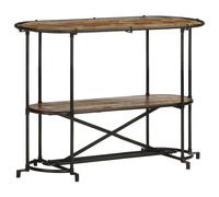 Console Table Rough Mango Wood & Blk Iron 110x42x76 cm Brown Rustic Two Shelves