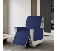 Recliner Arm Chair Cover, Removable Single Sofa Slipcover, Supersoft Splash Proof Cotting Fabric Couch Cover, Living Room Furniture Protector Cover with Elastic Straps for Kids Pets (Blue)