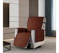 Recliner Arm Chair Cover, Removable Single Sofa Slipcover, Supersoft Splash Proof Cotting Fabric Couch Cover, Living Room Furniture Protector Cover with Elastic Straps for Kids Pets (Coffee)