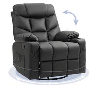 Recliner Armchair Black PU Leather Foam MDF Rubberwood 86x93x102cm Manual Swivel