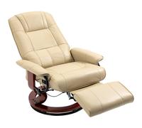 Recliner Armchair Cream White 78x87x100cm PU Leather 360° Swivel 145° Recliner.