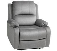 Recliner Armchair Grey Microfibre 87x95x102cm Foam MDF Manual 135° CupHolderXLS