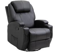 Recliner Armchair Massage Swivel PU Leather Reclining Chairs with Adjustable Leg Rest