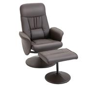 Recliner Armchair & Ottoman Set, PU-Leather Brown 105H x 81W x 81Dcm 360 Swivel