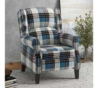 HOMCOM Recliner for Living Room Wingback Chair with Padded Armrest - Blue - Polyester - 77W x 88D x 102Hcm