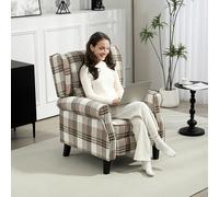Recliner Armchair Push Back Recliner Chair with Footrest and Wood Legs HOMCOM Brown One Size