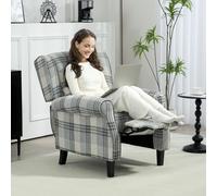 Recliner Armchair Push Back Recliner Chair with Footrest and Wood Legs HOMCOM Grey One Size