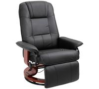 Recliner Chair 100H x78Wx87Dcm Black PU Leather Ergonomic Wood Base w/ Footrest