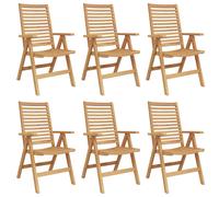 Recliner Chair 6pcs Brown Solid Teak Wood 52x64.5x108cm Foldable w/Armrests Set