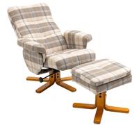HOMCOM Recliner Chair and Footstool Linen-touch Fabric Wooden Base Multicolour