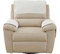 Recliner Chair Arm & Headrest Slipcovers - Nonslip Waterproof Armchair Cover for Leather Sofa/Couch (Blanc, 1 Seater)