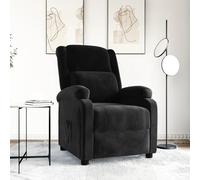 Recliner Chair Black Velvet 70x93x98cm Manual 3-Position Foam Seat Wide Armrests