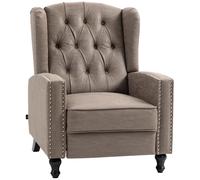 Recliner Chair Brown Microfibre 73x86x98cm Metal Frame Rubber Wood Legs Studs.
