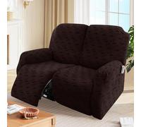 Recliner Chair Cover Stretch Jacquard Slipcover for 1, 2, 3 Seater Recliners, Washable Furniture Protector for Lazyboy, Electric Chairs, and Pet-Friendly Couch Covers (Cube Chocolate, 2 Seater)