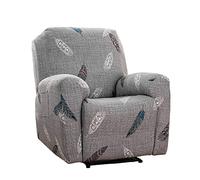 Recliner Chair Covers, 4 Pieces Stretch Slipcovers, Non-Slip Furniture Protector with Pockets for Electric Chairs, Modern Geometry Design for Living Room