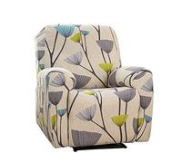 Recliner Chair Covers, 4 Pieces Stretch Slipcovers, Non-Slip Furniture Protector with Pockets for Electric Chairs, Modern Geometry Design for Living Room