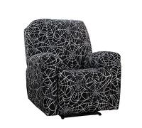 Recliner Chair Covers, 4 Pieces Stretch Slipcovers, Non-Slip Furniture Protector with Pockets for Electric Chairs, Modern Geometry Design for Living Room