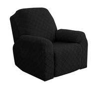 Recliner Chair Covers Stretch Recliner Cover 4 Pieces Recliner Couch Cover for Large Recliner Soft Spandex with Pocket Elastic Bottom and Ties Furniture Protector for Pet (black, armchair)