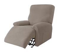 Recliner Chair Covers Stretch Spandex Fabric, 4-piece Reclining Sofa Slipcover With Pocket Armchair Covers For Kids Pets-Khaki-chair
