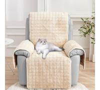 Recliner Chair Covers with Pockets - Soft Washable Waterproof Armchair Slipcovers with Adjustable Straps Buckles, Furniture Protector for Pets & Kids Reclining Chair and Electric Chair Cover (Beige)