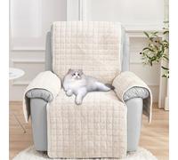 Recliner Chair Covers with Pockets - Soft Washable Waterproof Armchair Slipcovers with Adjustable Straps Buckles, Furniture Protector for Pets & Kids Reclining Chair and Electric Chair Cover (White)