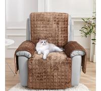 Recliner Chair Covers with Pockets - Soft Washable Waterproof Armchair Slipcovers with Adjustable Straps Buckles, Furniture Protector for Pets & Kids Reclining Chair and Electric Chair Cover (Coffee）
