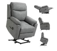 Recliner Chair Electric Power Lift Riser Grey Faux Leather Remote Up 102x83x89cm