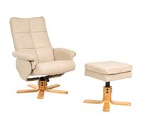 Recliner Chair EPSE with Footstool Faux Leather Beige