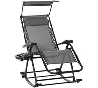 Recliner Chair Folding Outdoor Lounge Rocker Zero-Gravity Seat, Grey
