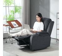 HOMCOM Recliner Armchair for Living Room, Recliner with Cup Holder - Black - Microfibre Cloth - 87W x 95D x102Hcm