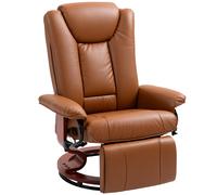 Recliner Chair Leather PU Footstool Swivel Lounge Armchair Black