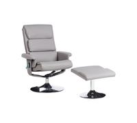 Recliner Chair LEGEND with Footstool Faux Leather Grey