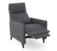 Recliner Chair Linen Fabric Reclining Push Back Armchair-Grey Gymax Dark Grey One Size