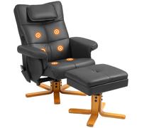 Recliner Chair Massage Set PU Leather Black 78x86x93cm with Ottoman Remote USB-C